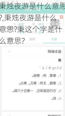 秉烛夜游是什么意思?,秉烛夜游是什么意思?秉这个字是什么意思?