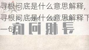 寻根问底是什么意思解释,寻根问底是什么意思解释下一句