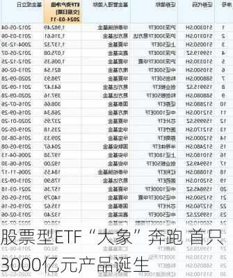 股票型ETF“大象”奔跑 首只3000亿元产品诞生