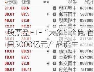 股票型ETF“大象”奔跑 首只3000亿元产品诞生