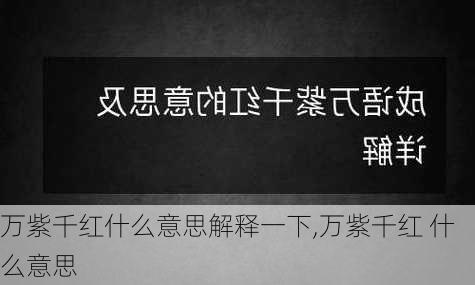 万紫千红什么意思解释一下,万紫千红 什么意思