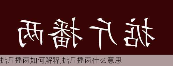 掂斤播两如何解释,掂斤播两什么意思