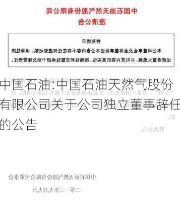 中国石油:中国石油天然气股份有限公司关于公司独立董事辞任的公告