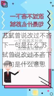 苏轼曾说改过不吝下一句是什么,苏轼曾说改过不吝下一句是什么意思