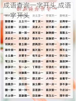 成语查询一字开头,成语 一字开头