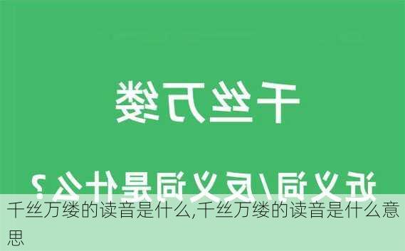 千丝万缕的读音是什么,千丝万缕的读音是什么意思