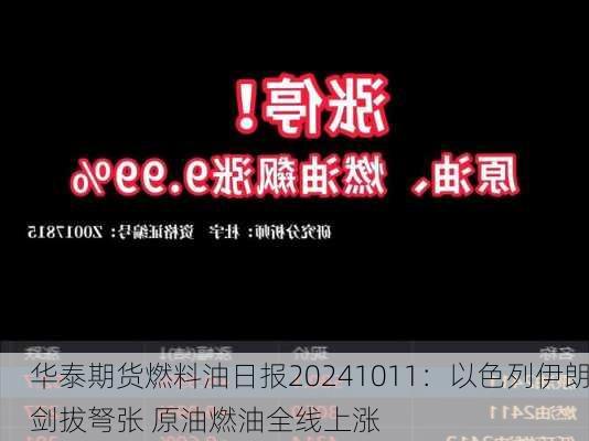 华泰期货燃料油日报20241011：以色列伊朗剑拔弩张 原油燃油全线上涨