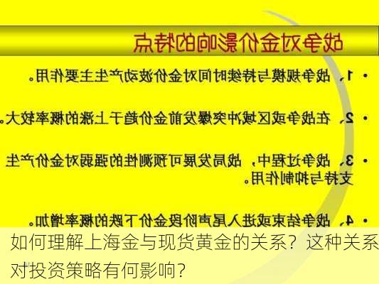 如何理解上海金与现货黄金的关系？这种关系对投资策略有何影响？