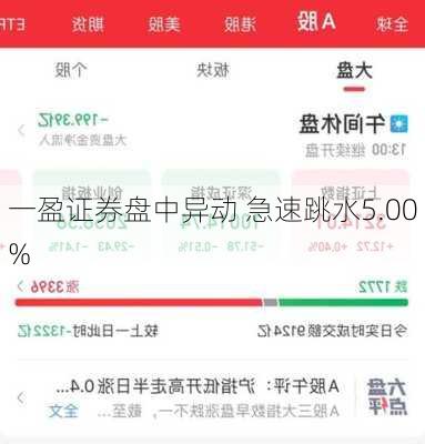 一盈证券盘中异动 急速跳水5.00%