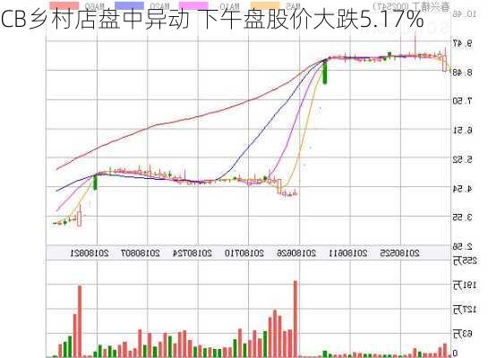 CB乡村店盘中异动 下午盘股价大跌5.17%