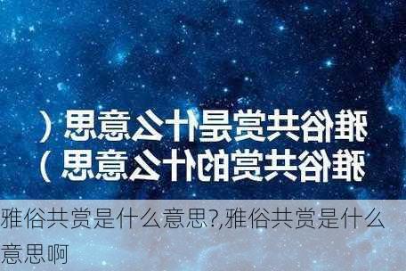 雅俗共赏是什么意思?,雅俗共赏是什么意思啊