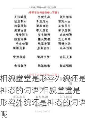 相貌堂堂是形容外貌还是神态的词语,相貌堂堂是形容外貌还是神态的词语呢