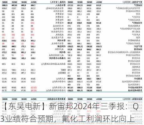 【东吴电新】新宙邦2024年三季报：Q3业绩符合预期，氟化工利润环比向上