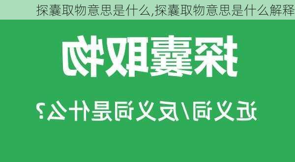 探囊取物意思是什么,探囊取物意思是什么解释