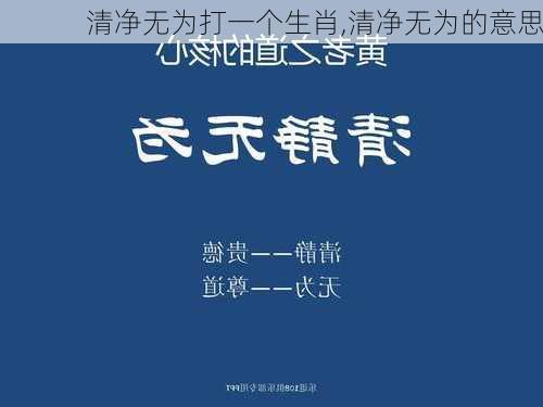 清净无为打一个生肖,清净无为的意思