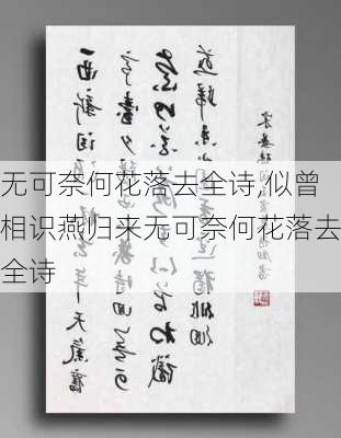 无可奈何花落去全诗,似曾相识燕归来无可奈何花落去全诗