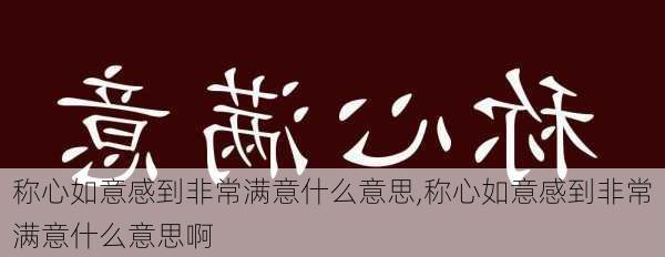 称心如意感到非常满意什么意思,称心如意感到非常满意什么意思啊