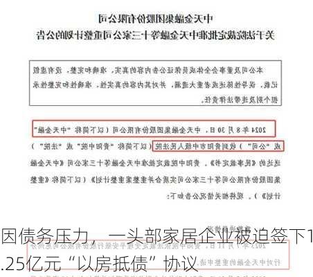 因债务压力，一头部家居企业被迫签下13.25亿元“以房抵债”协议