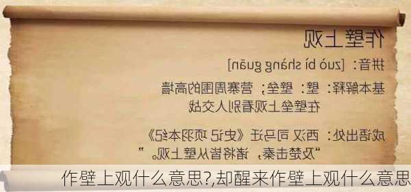 作壁上观什么意思?,却醒来作壁上观什么意思