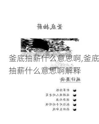 釜底抽薪什么意思啊,釜底抽薪什么意思啊解释