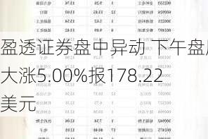 盈透证券盘中异动 下午盘股价大涨5.00%报178.22美元