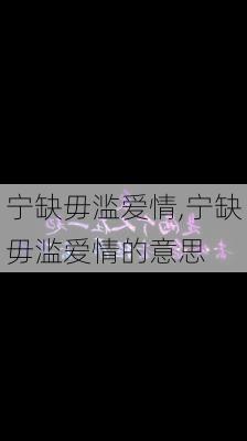 宁缺毋滥爱情,宁缺毋滥爱情的意思