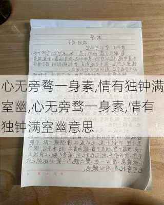 心无旁骛一身素,情有独钟满室幽,心无旁骛一身素,情有独钟满室幽意思