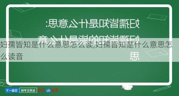 妇孺皆知是什么意思怎么读,妇孺皆知是什么意思怎么读音