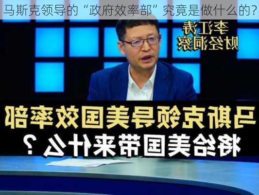 马斯克领导的“政府效率部”究竟是做什么的？