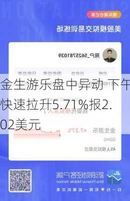 金生游乐盘中异动 下午盘快速拉升5.71%报2.02美元