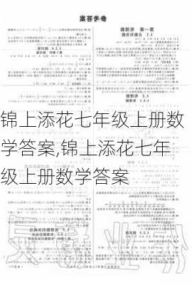 锦上添花七年级上册数学答案,锦上添花七年级上册数学答案