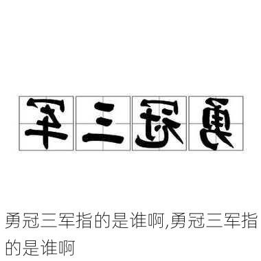 勇冠三军指的是谁啊,勇冠三军指的是谁啊