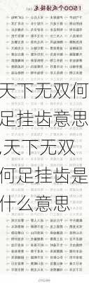 天下无双何足挂齿意思,天下无双何足挂齿是什么意思