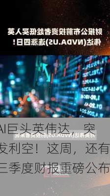 AI巨头英伟达，突发利空！这周，还有三季度财报重磅公布！