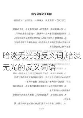 暗淡无光的反义词,暗淡无光的反义词语