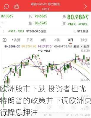 欧洲股市下跌 投资者担忧特朗普的政策并下调欧洲央行降息押注