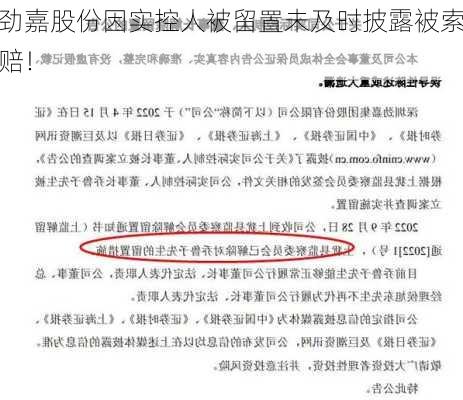 劲嘉股份因实控人被留置未及时披露被索赔！