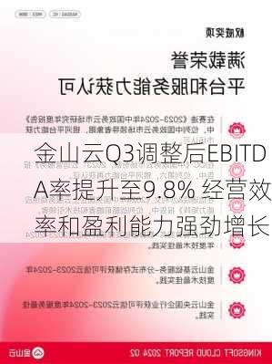 金山云Q3调整后EBITDA率提升至9.8% 经营效率和盈利能力强劲增长