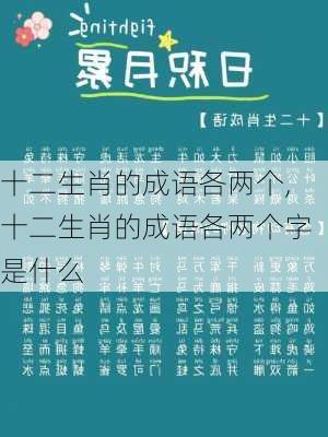 十二生肖的成语各两个,十二生肖的成语各两个字是什么