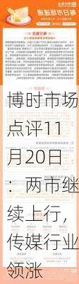 博时市场点评11月20日：两市继续上行，传媒行业领涨